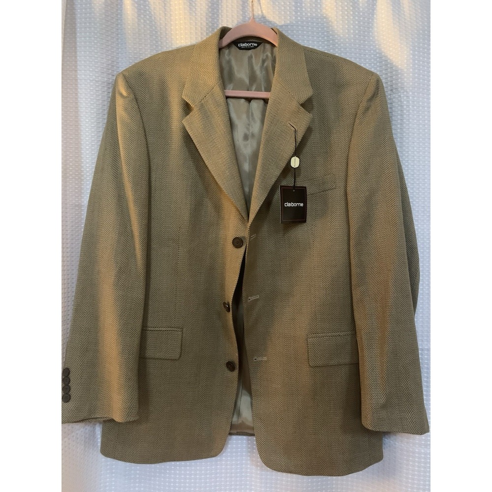 Clairborn Mens 42R Brown Suit Jacket NWT Design In Fabric